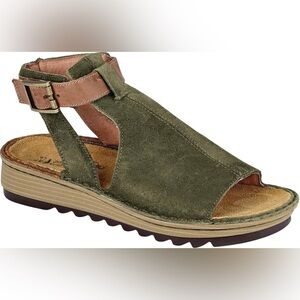 Women's NAOT Verbena, Olive Suede Sandals - Excellent Condition